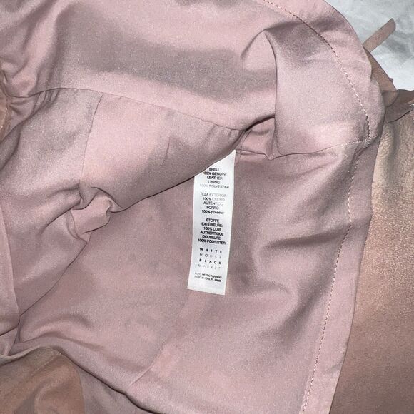 WHITE HOUSE BLACK MARKET WHBM Fringe Leather Suede Jacket Small Light Pink Boho - Picture 16 of 16